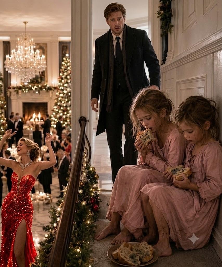 The millionaire came home for Christmas and found his little daughters eating moldy bread while his new wife danced in diamonds downstairs