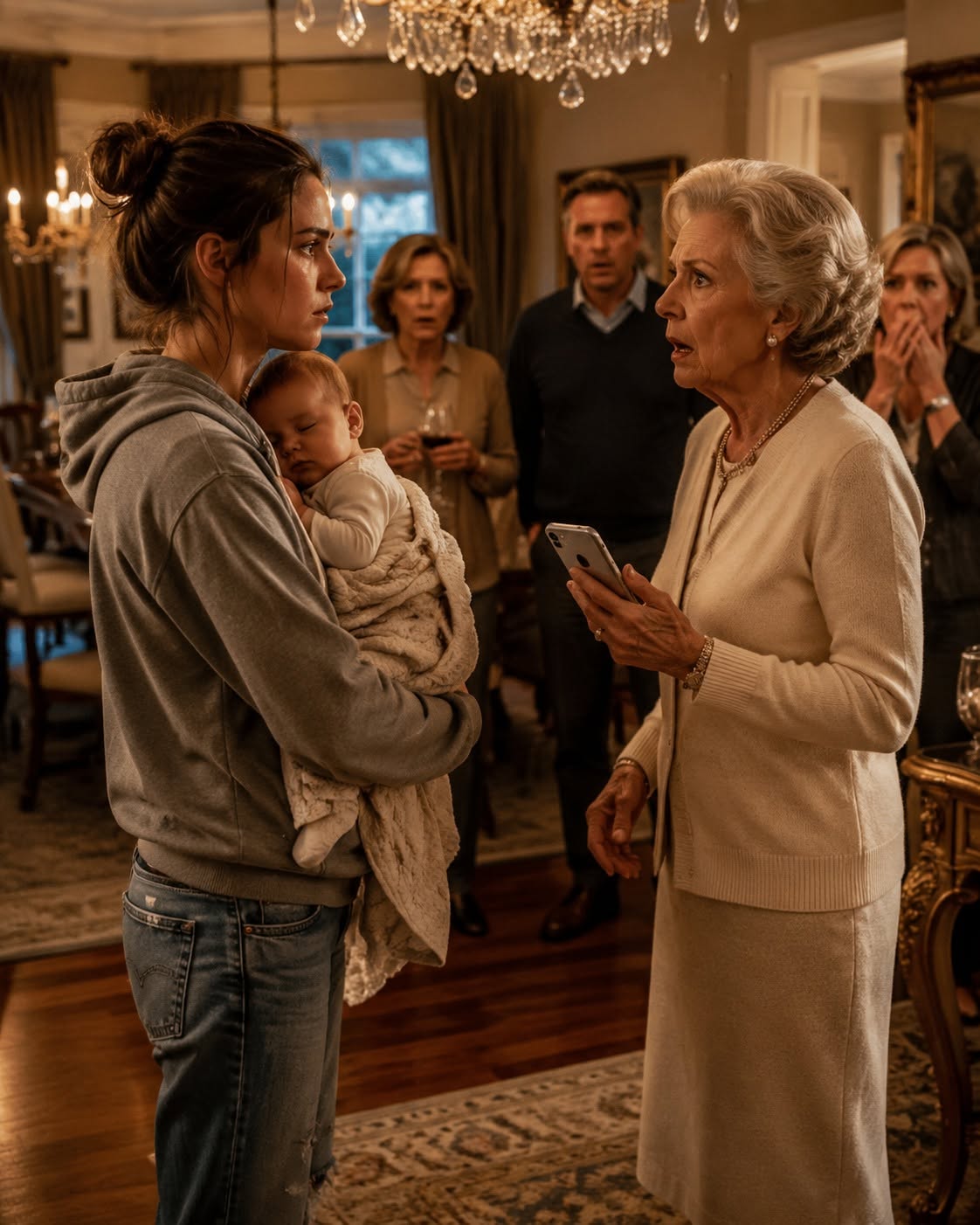 aWhen my grandmother saw me standing there with my baby in my arms and faded clothes on my back, she stopped as though the sight had stunned her.