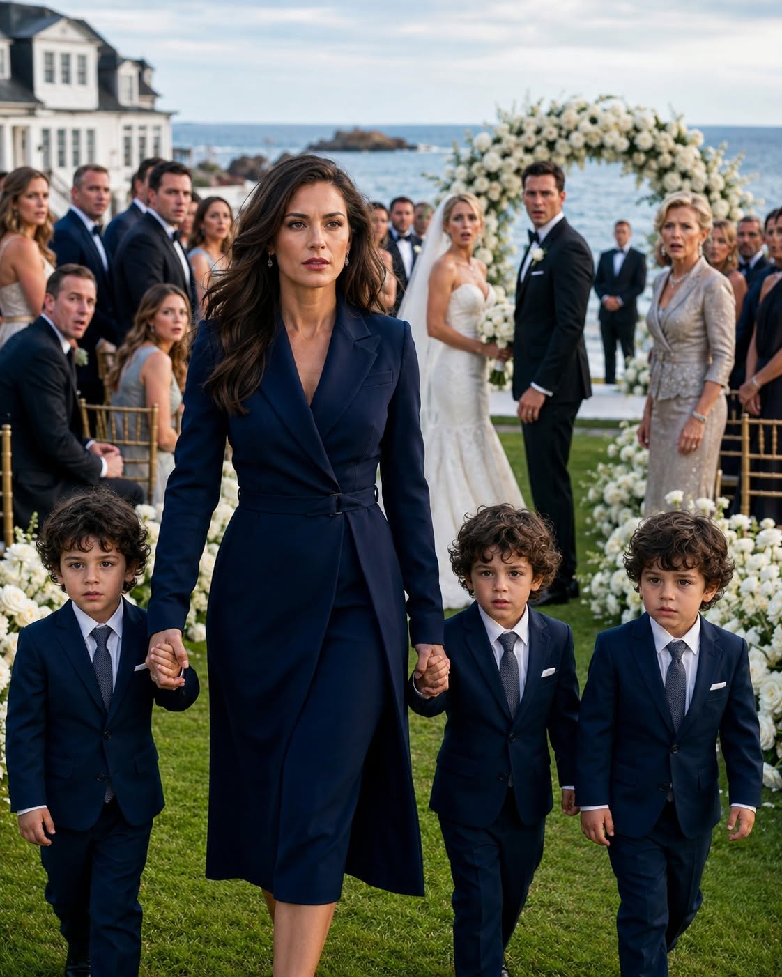 The Groom’s Wealthy Family Invited His Ex-Wife to Watch Him Marry Another Woman — Expecting Her to Arrive Broken and Alone, Until Three Little Boys Turned the Wedding Into Silence