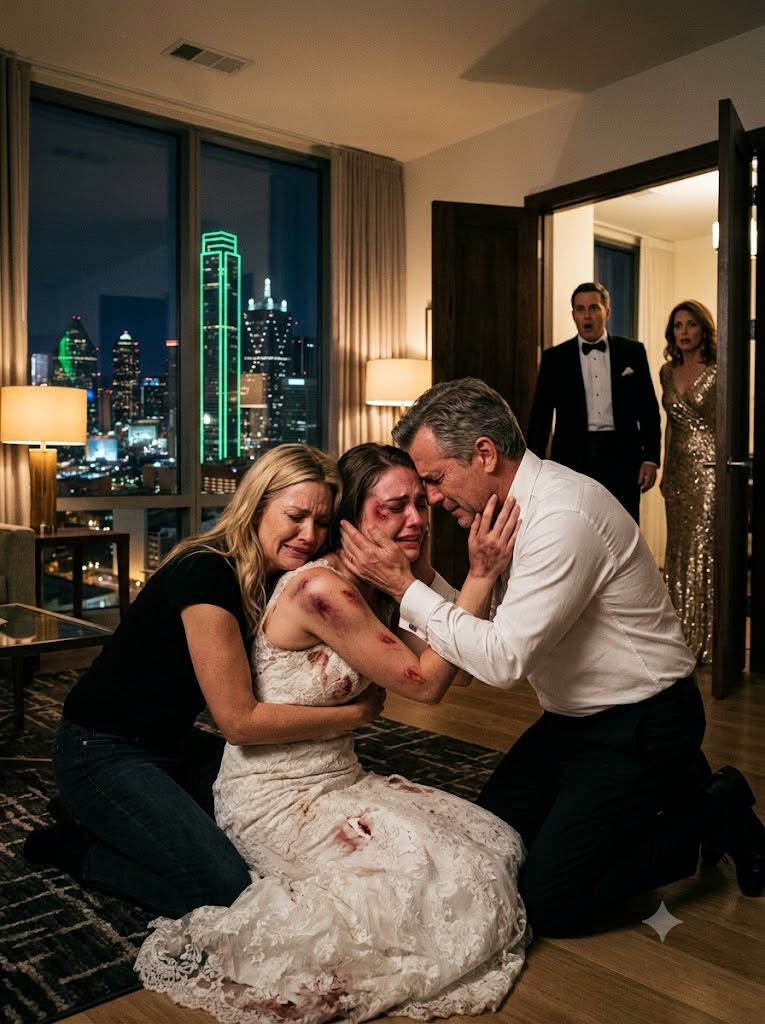At 3 a.m., my daughter knocked on the door in her blood-stained wedding dress and whispered, “Mom… she hit me 40 times because I wouldn’t transfer ownership of the apartment.” I had thought I couldn’t do anything after 10 years of separation from my ex-husband. But that morning, I called him… and the family that had ruined my daughter was about to face a truth they never expected.
