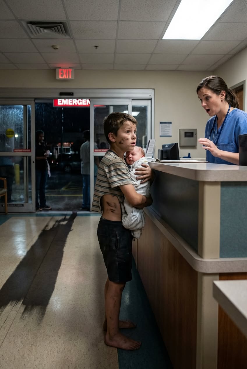 A Barefoot Boy Entered the ER Whispering “Please Hide Us.” What Police Discovered Later Left the Captain on His Knees