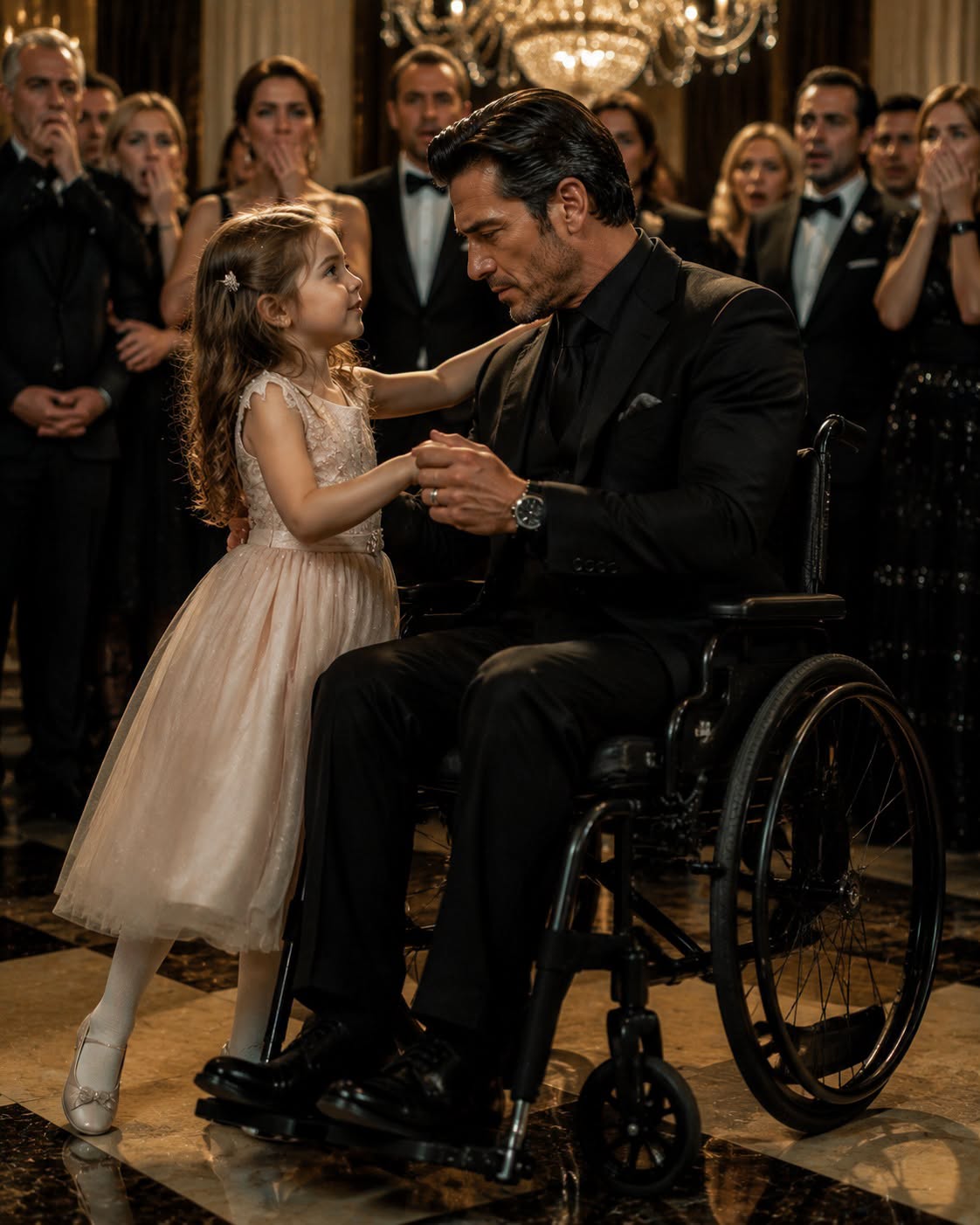 Everyone knew the feared mafia boss had lost the ability to walk after a brutal attack, and the underworld watched him as a broken man. But during a charity event, a little girl walked up, held out her tiny hand, and asked him to dance. Everyone expected him to refuse. Instead, something impossible happened when he tried to stand. His first movement revealed a secret no one knew, changing the way his enemies, allies, and the entire mafia world saw him forever.