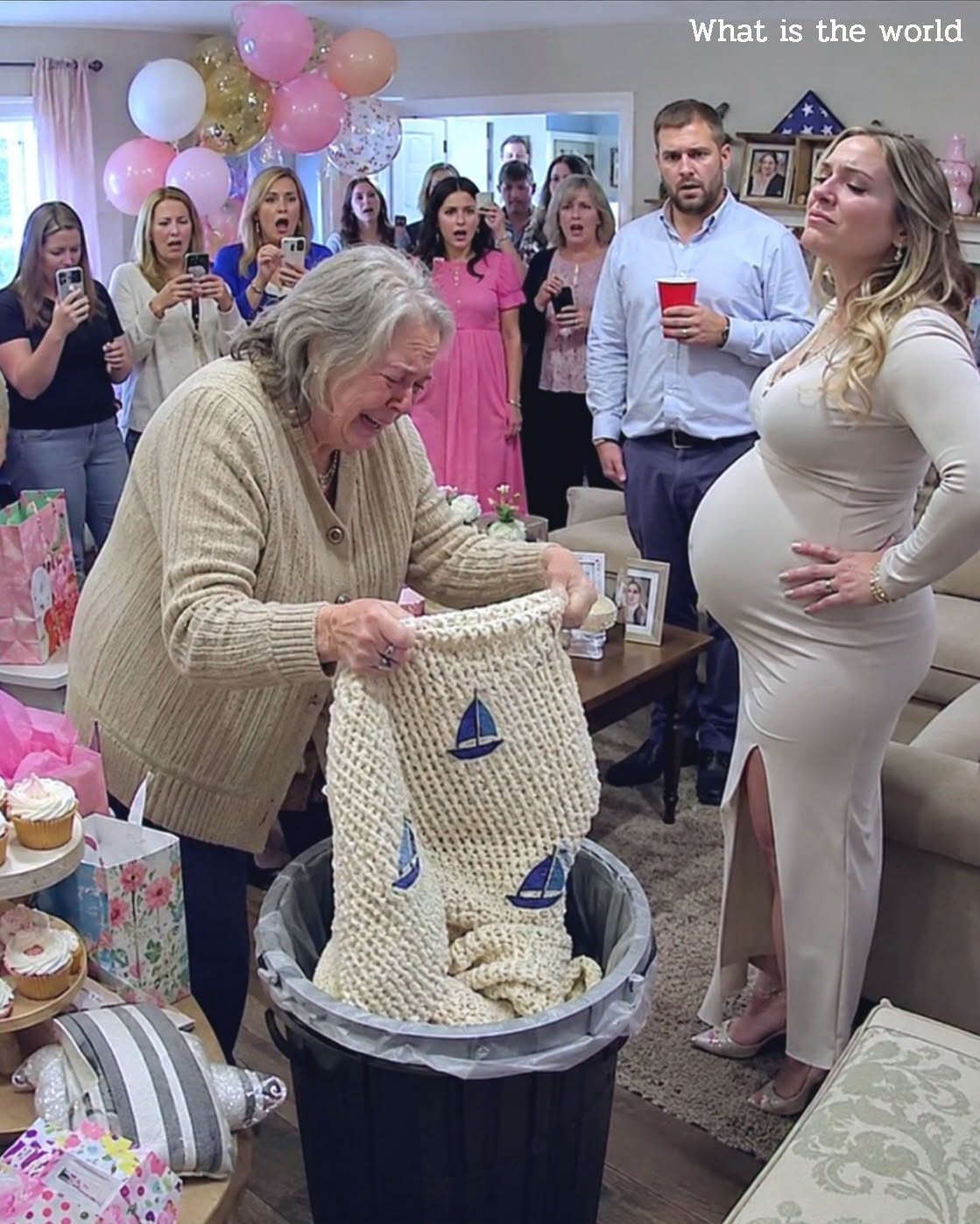 At my grandson’s baby shower, my daughter-in-law tossed my hand-knitted blanket in the bin: "We only use designer things here." — I fished it out and brought it home without arguing. That night my son called, voice breaking: "Mom... What was folded inside that blanket?"
