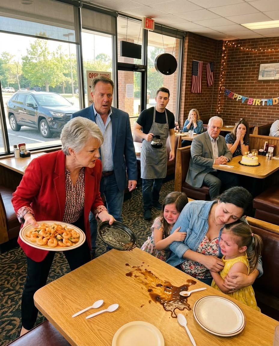 My mother-in-law took shrimp straight from my daughters’ plates in the middle of a family party and snapped, “They can eat leftovers”—never imagining I had already set something in motion that would shake the entire room.