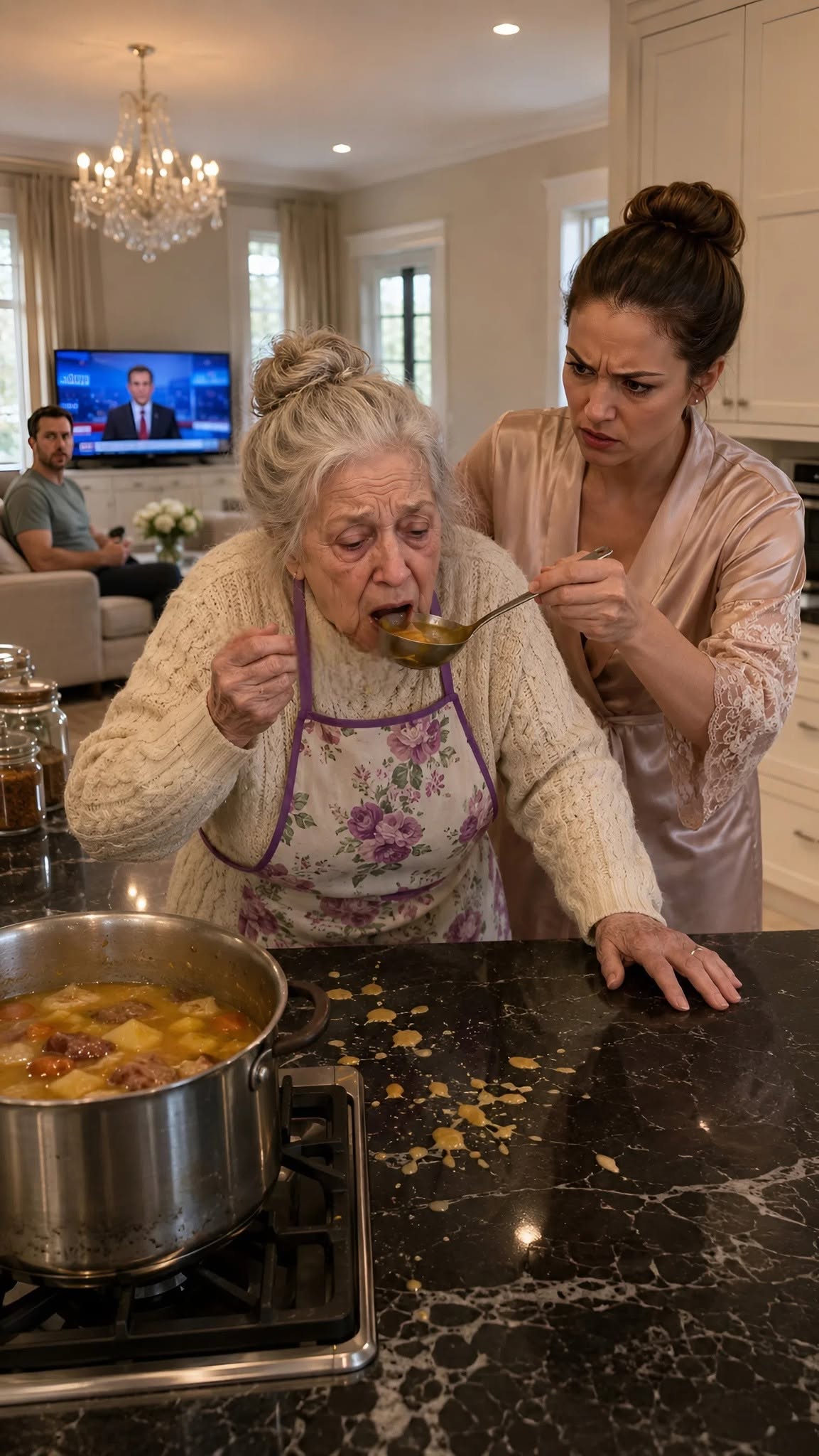 cAt 72, my daughter-in-law hit me with a ladle in front of my son... "I was barely stirring the soup when my daughter-in-law snatched the ladle from my hands and violently threw it at my face, humiliating me without the slightest restraint..." 🥺 😥