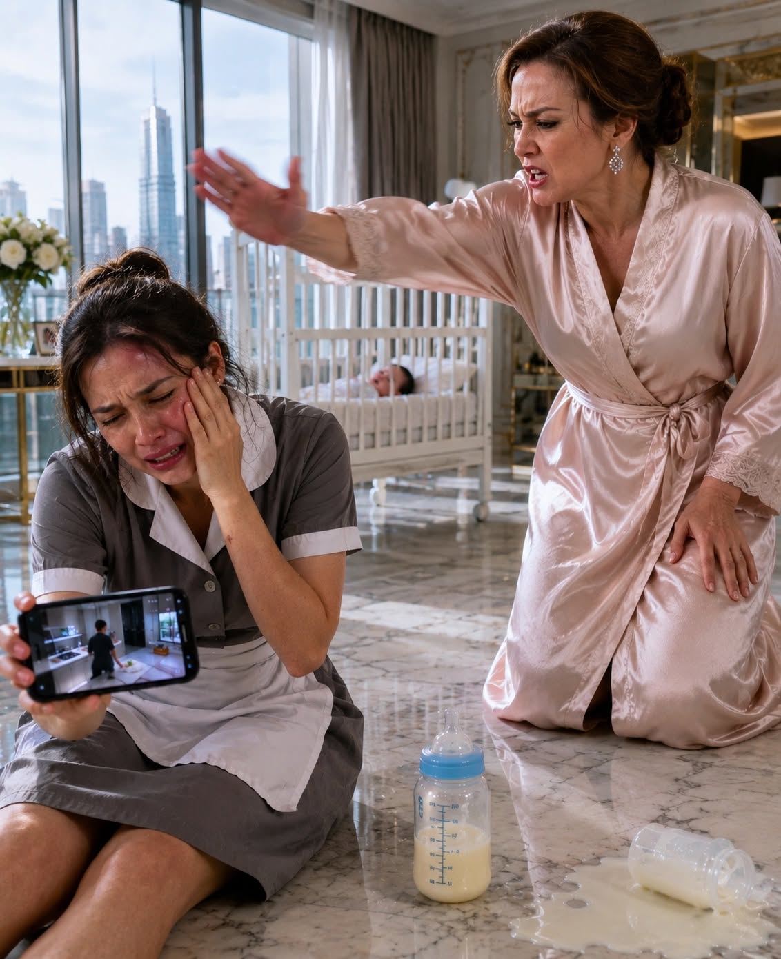 A wealthy mother slaps her housemaid after she throws away her baby’s formula milk… then a video reveals a truth as shocking as it is unimaginable... 😱😲