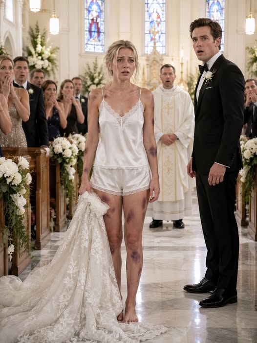 At the Wedding Altar, the Groom Tightened His Grip on My Hand and Whispered, "From This Moment, You Belong To Me. Remember Your Place." I Smiled Calmly And Replied, "You Wanted A Wife? Then Meet My Witness." Before Hundreds Of Sh0cked Guests, I Slipped Out Of My Wedding Gown, Exposing The Bru:ises He Had Left Behind Along With Months Of Hidden Evidence I Had Carefully Collected. The Applause Faded Into Complete Silence. But None Of Them Knew The Final Piece Of Proof I Was About To Reveal Would Destr0y Him, His Fortune, And The Entire Life He Had Spent Years Fabricating...