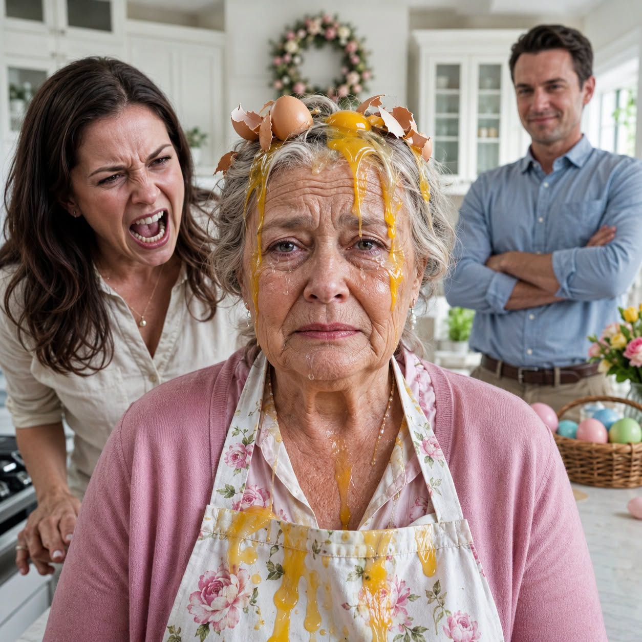I was preparing Easter dinner when my daughter-in-law swept into the kitchen, tasted the sauce, and spat, “You call this cooking? No wonder everyone avoids your food.” My son stood beside her, smirking without saying a word. I quietly removed my apron and smiled. “Then you won’t need my house for your party.” Minutes later, I canceled the celebration, changed the locks, and handed them an eviction notice instead of Easter dessert.