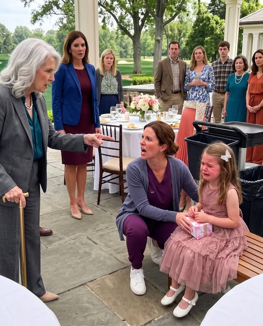 2"At my cousin’s party, my 7-year-old daughter was mocked for being “poor” and having a “lowly nurse” as her mom. They forced her to sit beside the trash while everyone laughed. Then my husband’s wealthy grandmother found out and made one announcement that drained every face in the room.