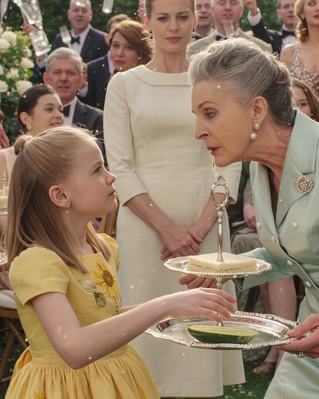 At my mother’s annual garden party, she yanked my 8-year-old daughter’s plate away and said, “Adopted children eat in the kitchen.” Seventy-five relatives froze. I sipped my water and kept quiet — until my teenage son stood up and asked, “Grandma, should I tell everyone who really owns this house?” By sunset, her “estate,” her reputation, and her place at my table were all on the line — and then my phone lit up with…