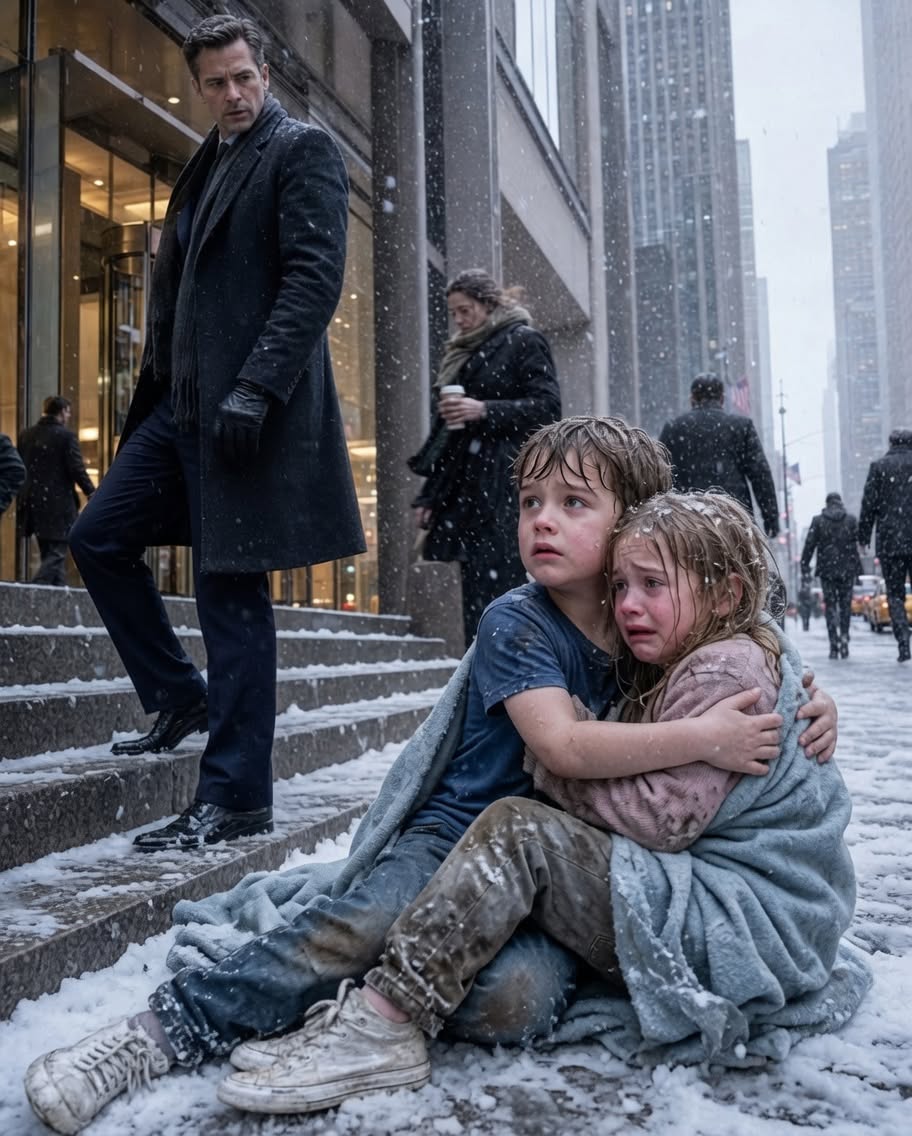 2Freezing boy hugs baby sister — until a millionaire CEO stops and says, “I’m taking you with me