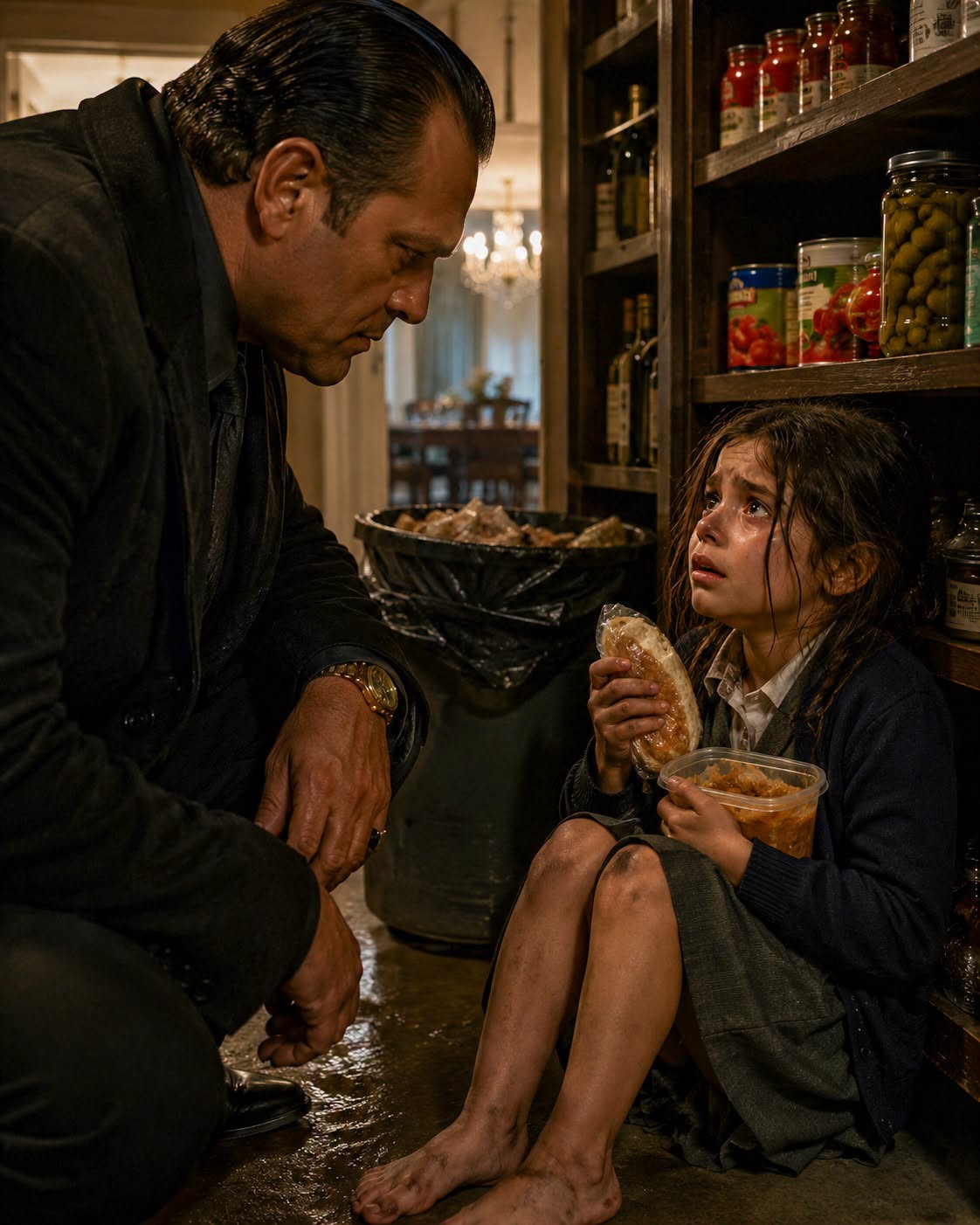 Mafia Boss Opens His Pantry at Midnight — Finds His Maid's Starving Daughter Hiding to Eat Leftovers, and What He Does Next Changes Everything