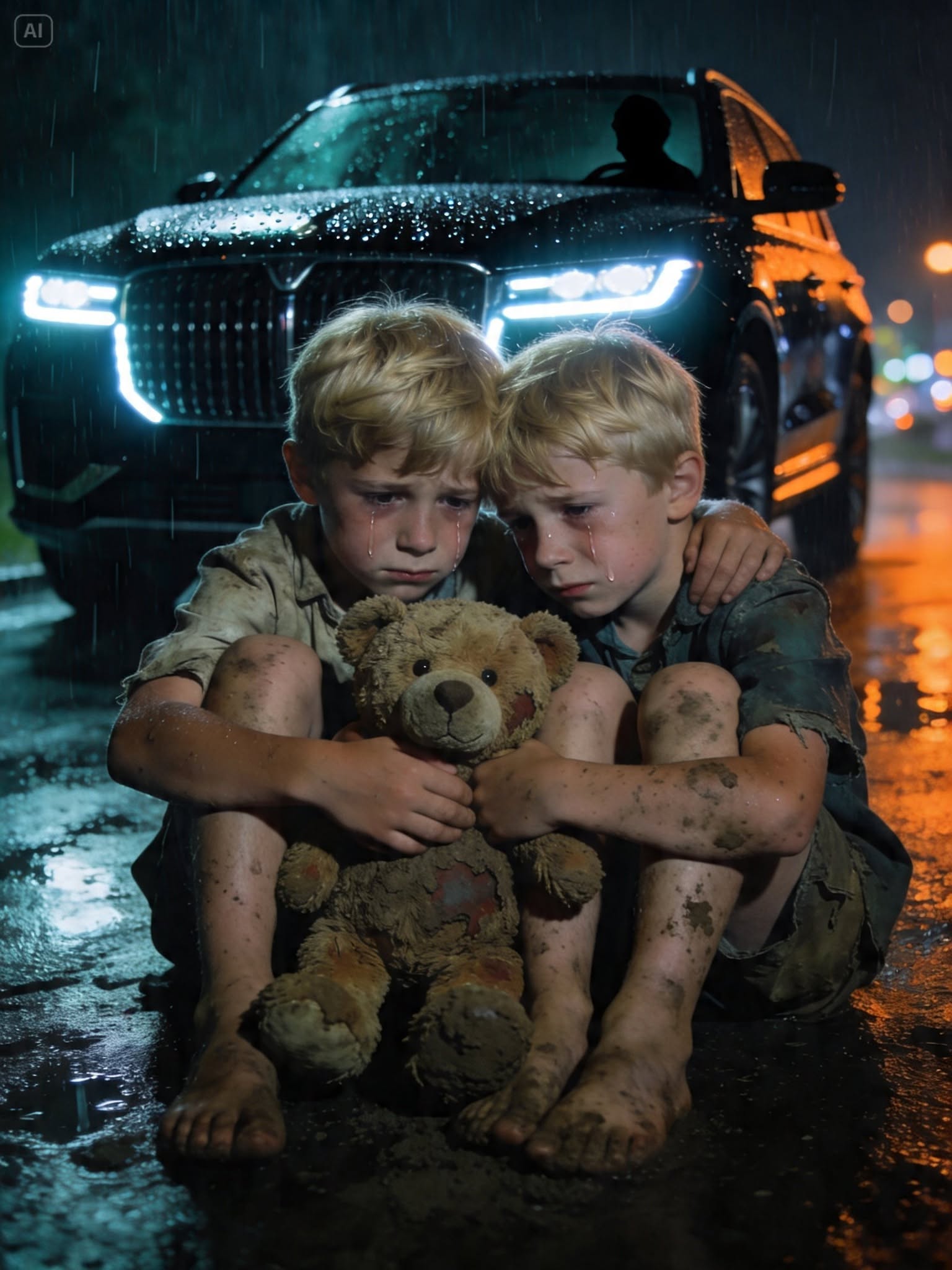 The stepmother kicked the twins out of the car in the middle of the highway in a torrential downpour. Two minutes later, a Rolls-Royce pulled up—and her life changed forever.