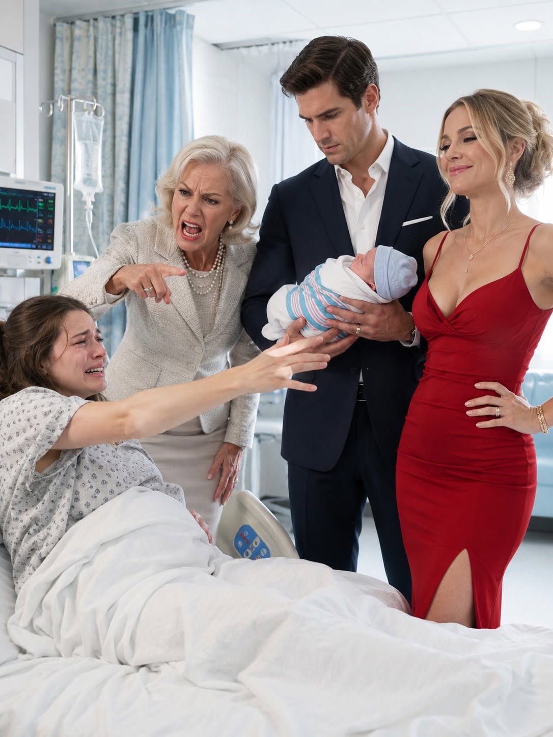 Forty minutes after I gave birth, my husband walked into my hospital room with his mistress, ripped my newborn from my arms, and sneered, "Your surrogacy job is done." He had no idea whose daughter he had just stolen.