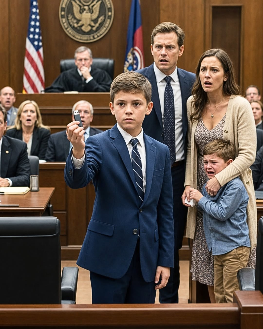 The judge asked the 9-year-old boy to choose between living with his poor mother or his millionaire father. Instead of answering, the boy pulled out a phone with a cracked screen, leaving the entire courtroom speechless.