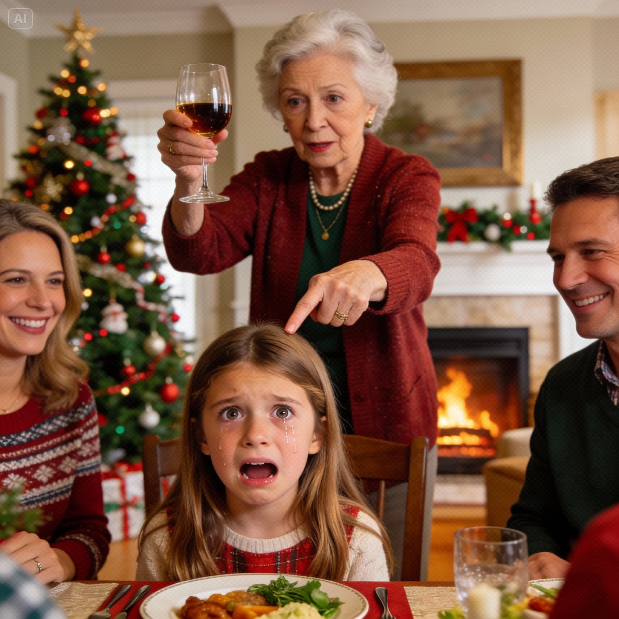 On Christmas, my mother-in-law made a toast: “I’m proud of all my grandkids except one.” Then she pointed at my nine-year-old daughter. Everyone laughed like it was nothing. My daughter tried not to cry. My husband didn’t laugh. He put a thick folder on the table. When they opened it, the whole room went completely silent.