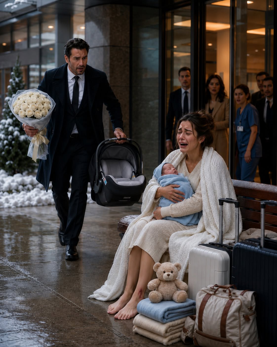 I found my niece barefoot outside the hospital, clutching her newborn while her husband’s message told her the home I had bought for her no longer belonged to her. He thought he had trapped an exhausted new mother with forged paperwork and threats—but the moment I saw what he had done, I called the one man capable of exposing every lie.