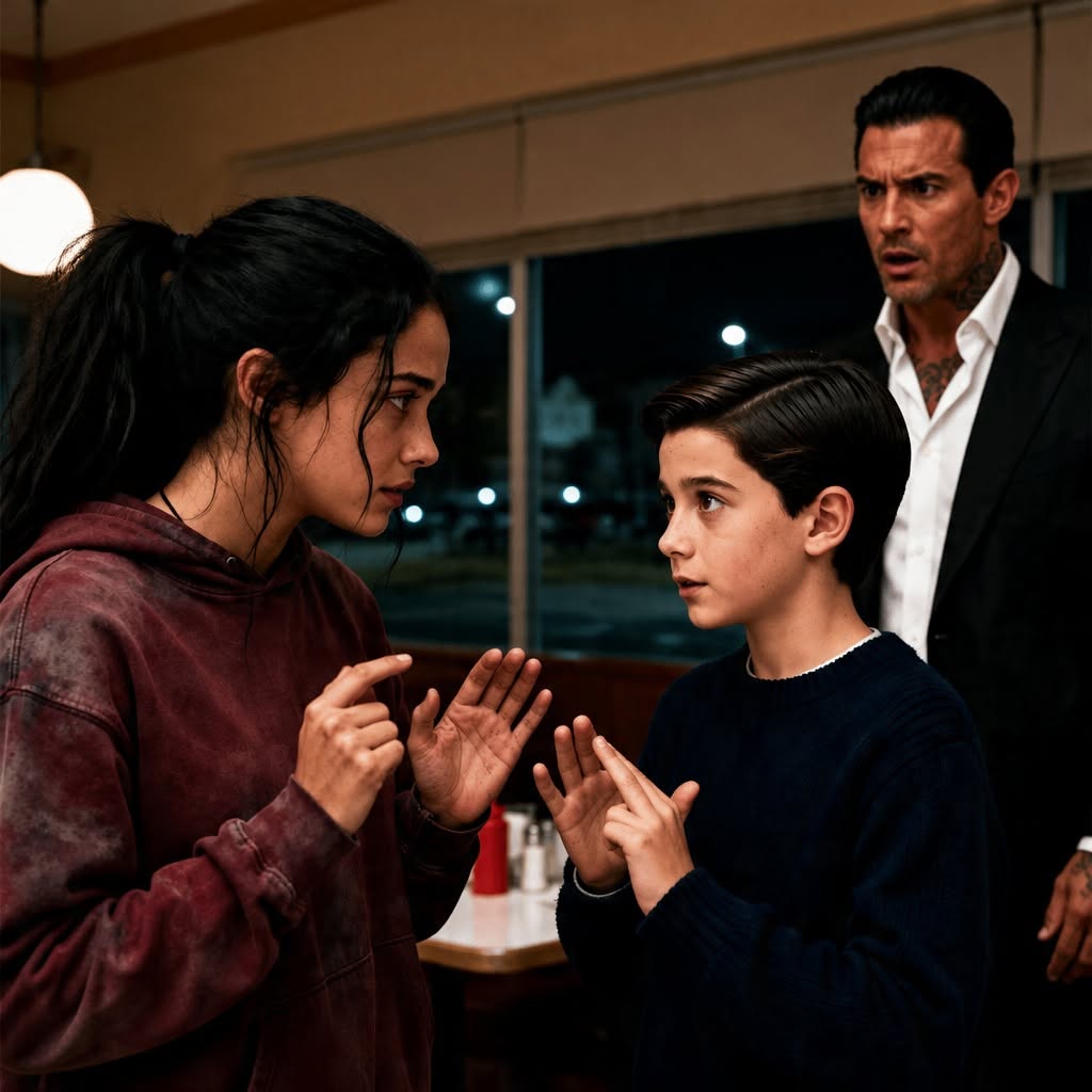 EVERYONE IGNORED THE TERRIFIED BOY SIGNING FOR HELP - UNTIL A BROKE WOMAN ANSWERED HIM, AND HIS FEARED MAFIA FATHER RECOGNIZED THE SECRET SIGN HER DEAD SISTER HAD TAUGHT HER YEARS AGO