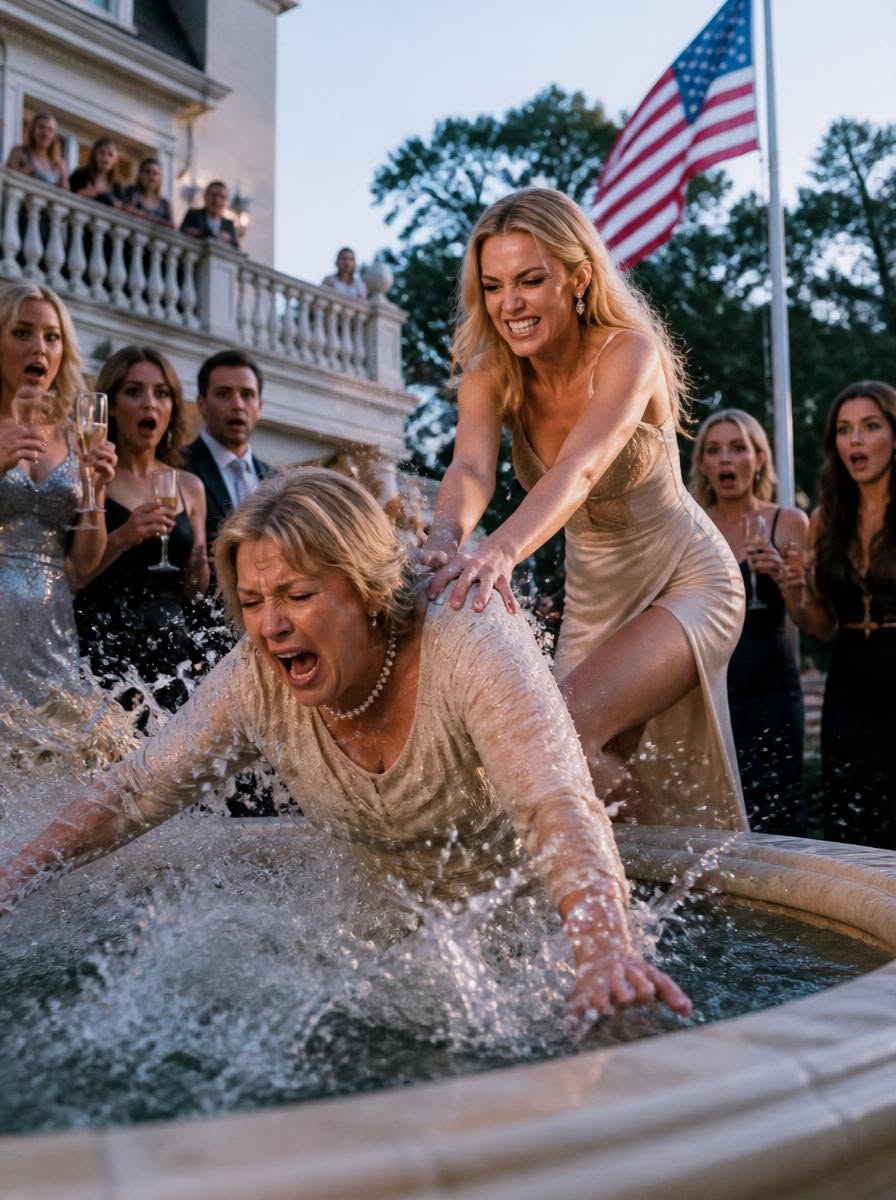 “Your cheap clothes are ruining my aesthetic,” my fiancée laughed—then shoved my mother into the fountain at our engagement party. From the balcony, I watched Mom surface drenched, humiliated, and gasping while Celeste’s wealthy friends raised their champagne glasses. I didn’t rush downstairs. I opened my banking app and quietly erased the future she thought she had secured forever....