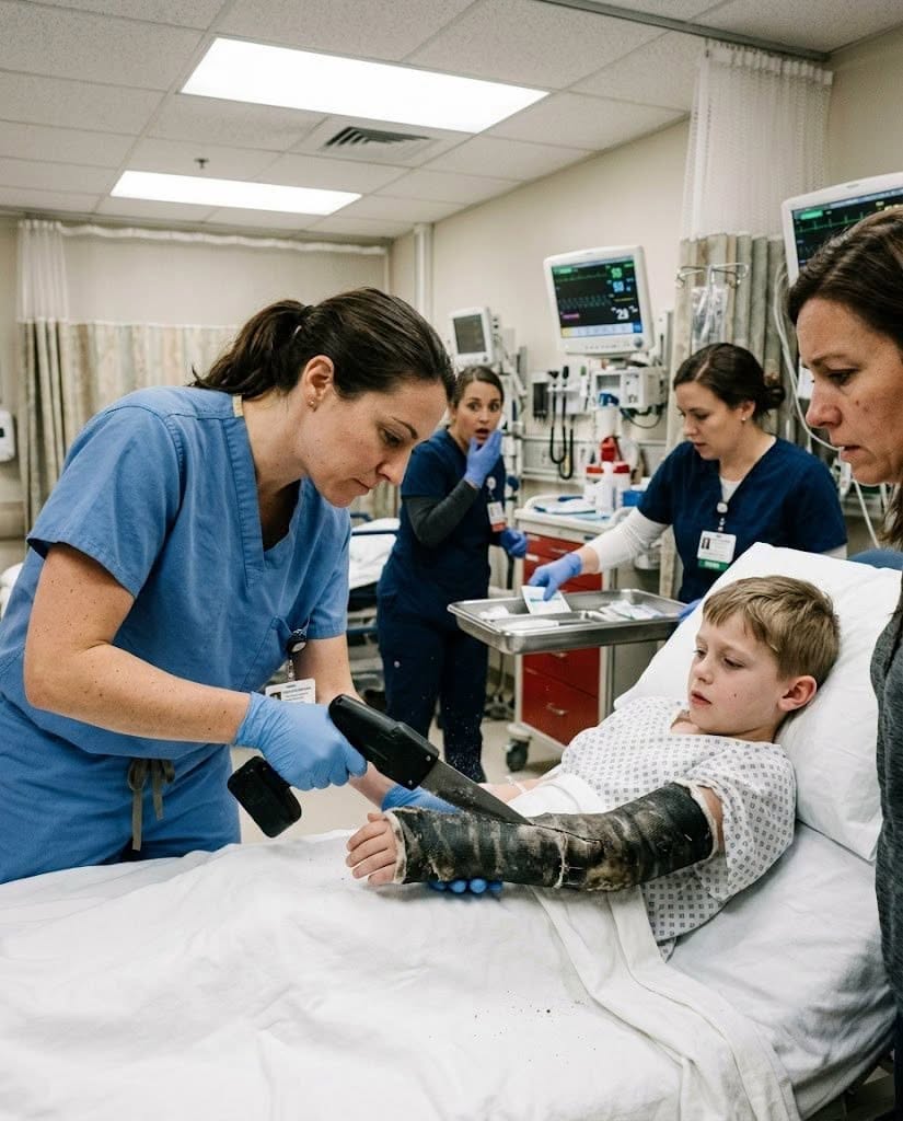 2The rotting smell in Trauma Room 2 was unbearable, but when I finally cut off the 8-year-old boy's filthy, neglected cast, what fell out onto the sterile floor made every seasoned ER nurse scream and step back in pure horror.