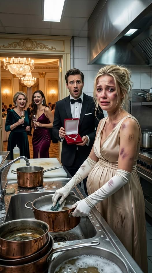 I came home from a business trip early, carrying a diamond necklace for my pregnant wife. I found my family hosting a luxury party in my mansion when she was in the kitchen, forced into a torn maid’s uniform. My mother deliberately poured wine on the floor. "Scrub it, you useless beggar," she laughed at her. My blood turned to ice. I didn't scream. I stepped out of the shadows, bringing their deepest nightmare...