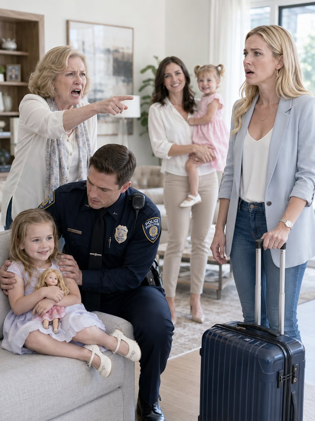 2My Mother and Sister Called the Police on My Five-Year-Old Daughter and Said, “Take Her Away So She Learns Her Lesson.” I Returned One Day Early and Found Her Trembling in Front of Two Officers. I Didn't Argue. I Simply Canceled Three Monthly Transfers Totaling 18,000 Dollars... One Week Later, They Received a Notice They Never Expected.