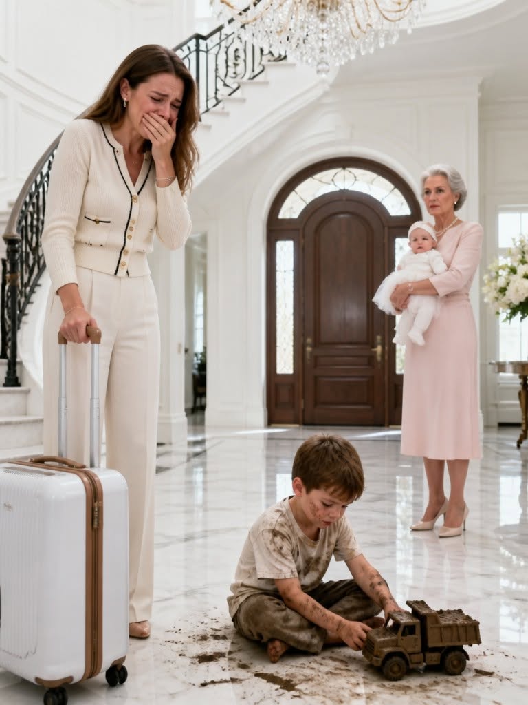 2After spending two years on an overseas business assignment, I opened the front door and found my four-year-old son filthy and trembling beneath the dining table while my mother-in-law fed my husband's mistress's baby. My husband simply said, “Keep him away from the child.” I didn't scream. I quietly pulled out my phone... and one recording changed everything.