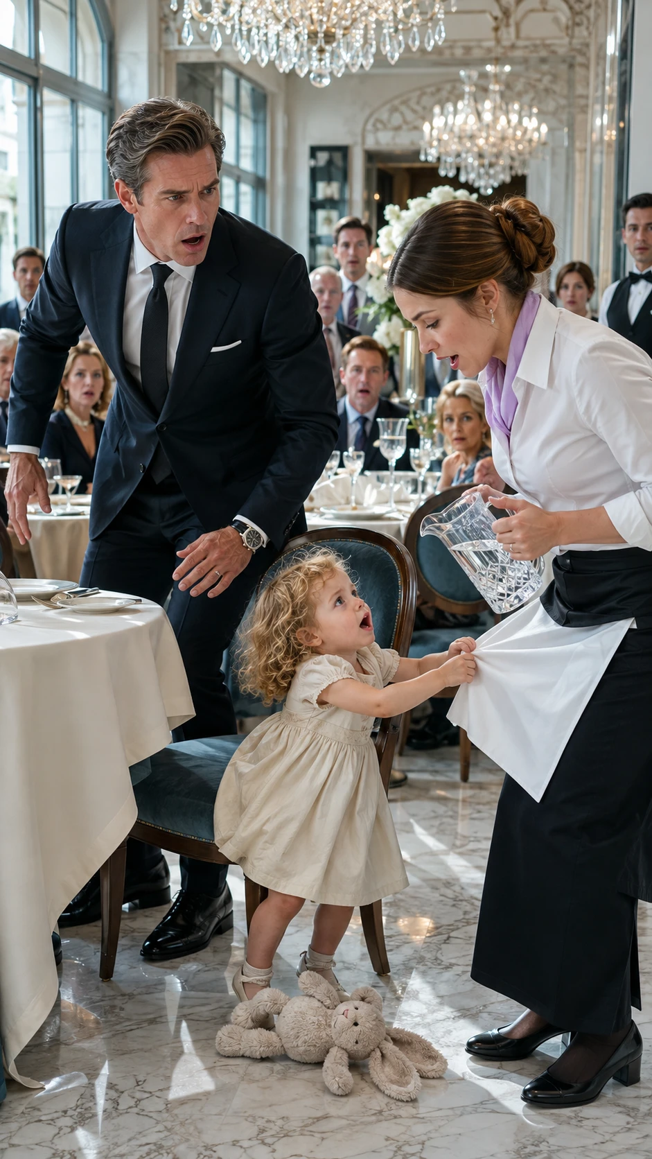 “Mommy…” The word came from Victor Hale’s silent two-year-old daughter—and it was aimed at a waitress she had never met. By midnight, Victor would uncover a secret that had been buried beneath his own family for two years.