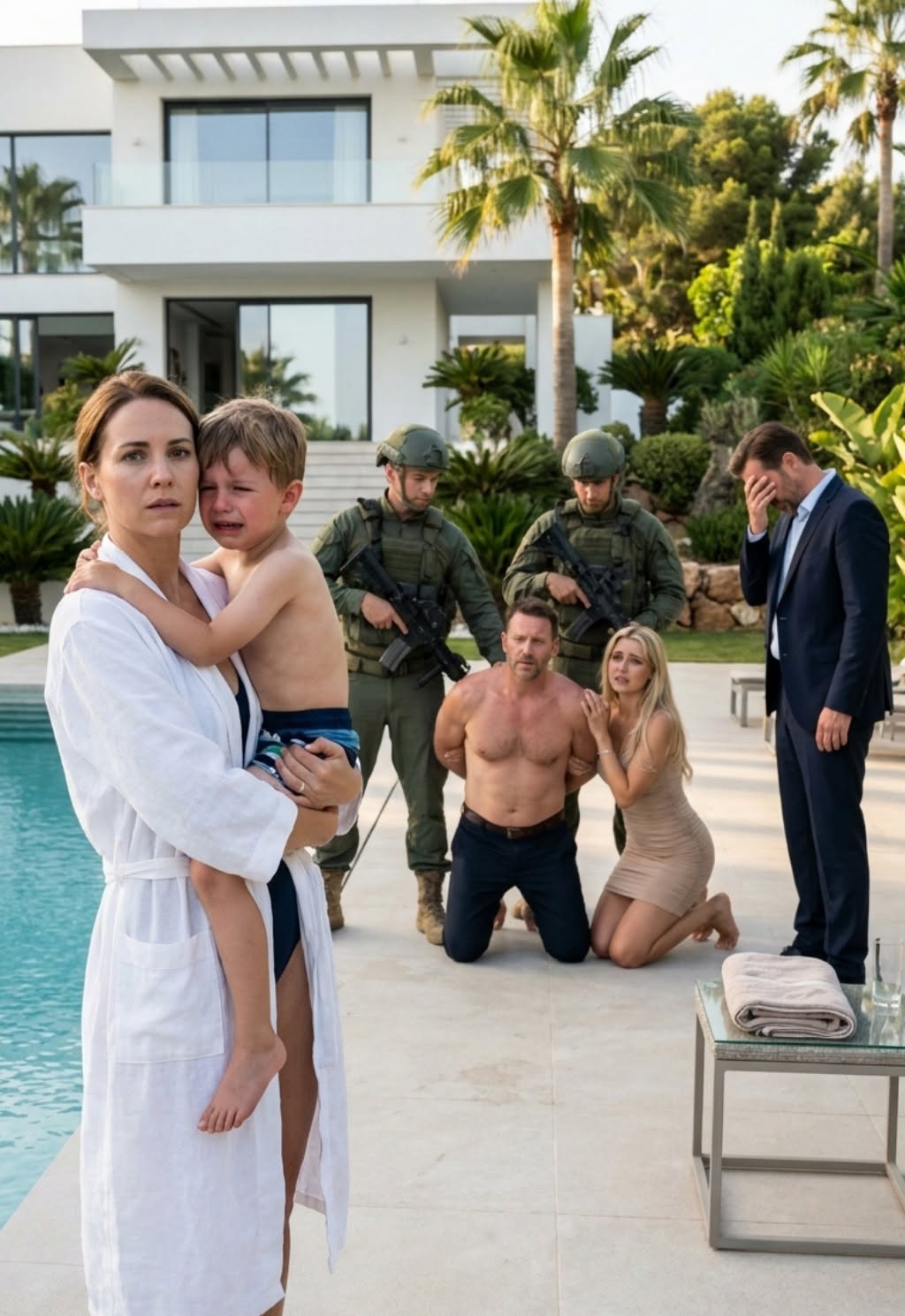 I never told my husband that I had used my two-billion-dollar inheritance to purchase the luxury resort chain. Instead, I lied and said I’d won a one-week getaway, hoping that the trip might help fix our failing marriage. But rather than bringing us closer, he showed up with his entire family. His sister looked down on me, calling me “too provincial,” and treated me like I was part of the staff, ordering me around. I endured every in.sult in silence, until the moment my father-in-law decided to “teach” my five-year-old son how to swim by forcing his head underwater and yelling, “Useless! If you can’t swim, don’t come up!” My heart broke. That’s when I made a single phone call, my voice shaking but steady: “Come now. It’s time to take out the trash.”