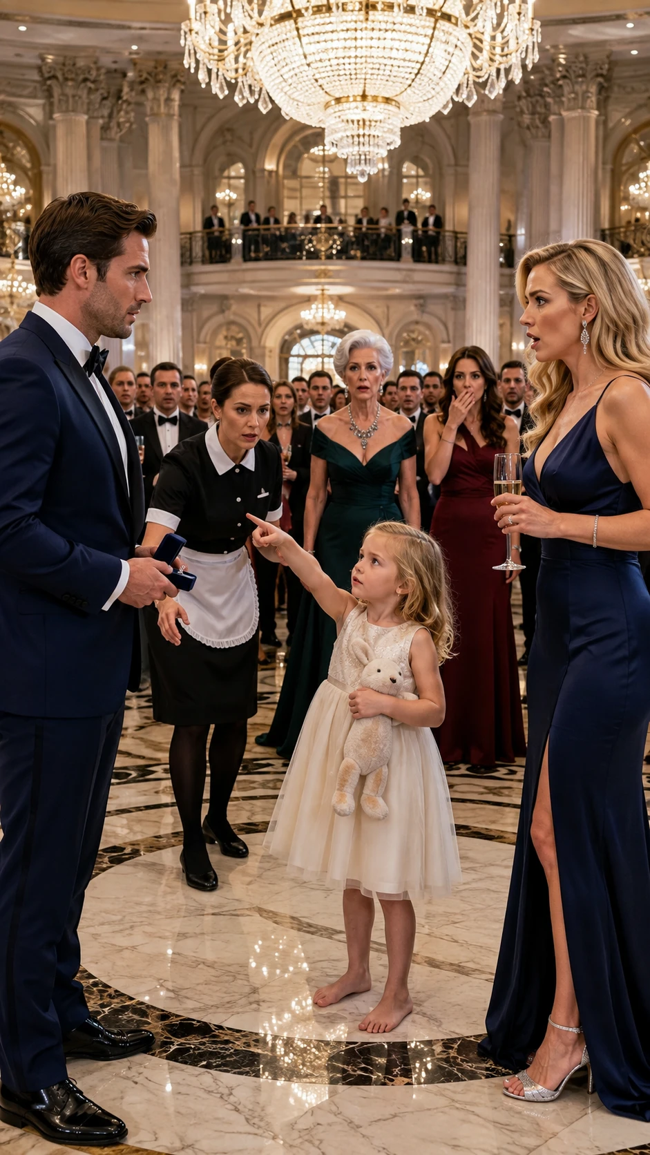 At his engagement party, a four-year-old girl suddenly screamed, “DON’T MARRY HER!”—then pointed at the woman standing beside the billionaire and told him to open his dead wife’s locked closet. What Adrian found hidden behind Claire’s dresses proved that the woman he had buried three years ago may not have been the woman who actually died that night..