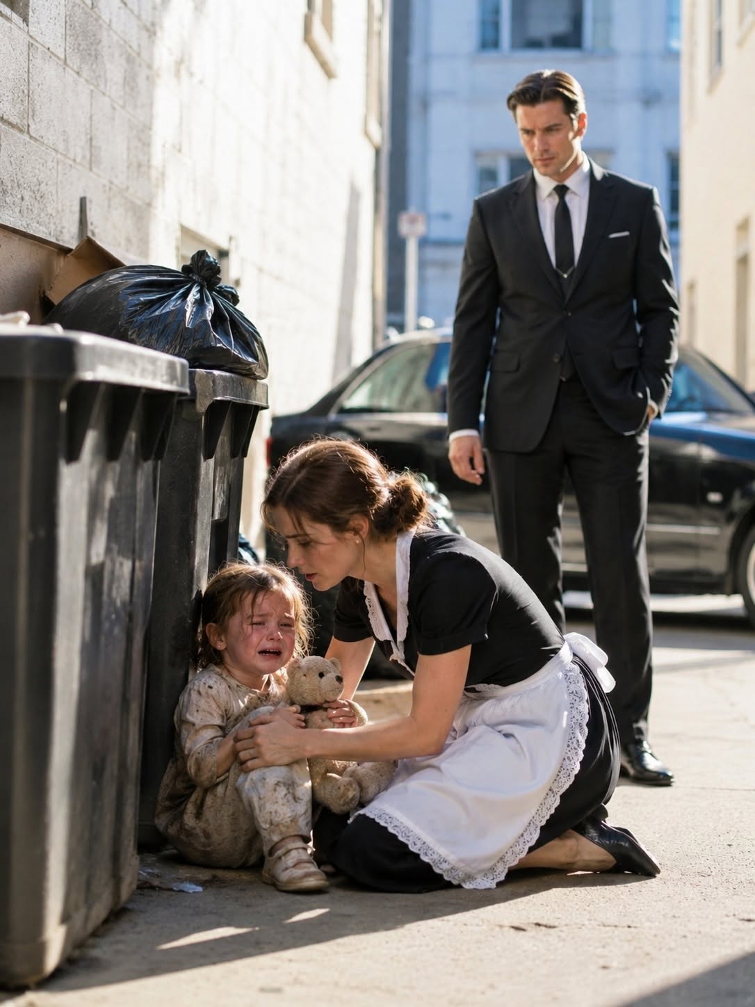 Behind the Trash Bins, the Maid's Toddler Sobbed, “Please Don't Take My Mommy”—The Mafia Boss Who Overheard Her Was Never the Same Again