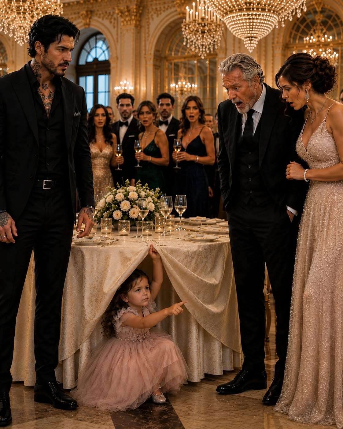 “Look under the table, sir.” Five words from a four-year-old exposed my fiancée’s secret at our engagement party—but the man holding her hand wasn’t her lover, and the betrayal unfolding around me was far more dangerous than infidelity. By the time I realized who had truly deceived me, that child’s warning may have saved more than my heart.