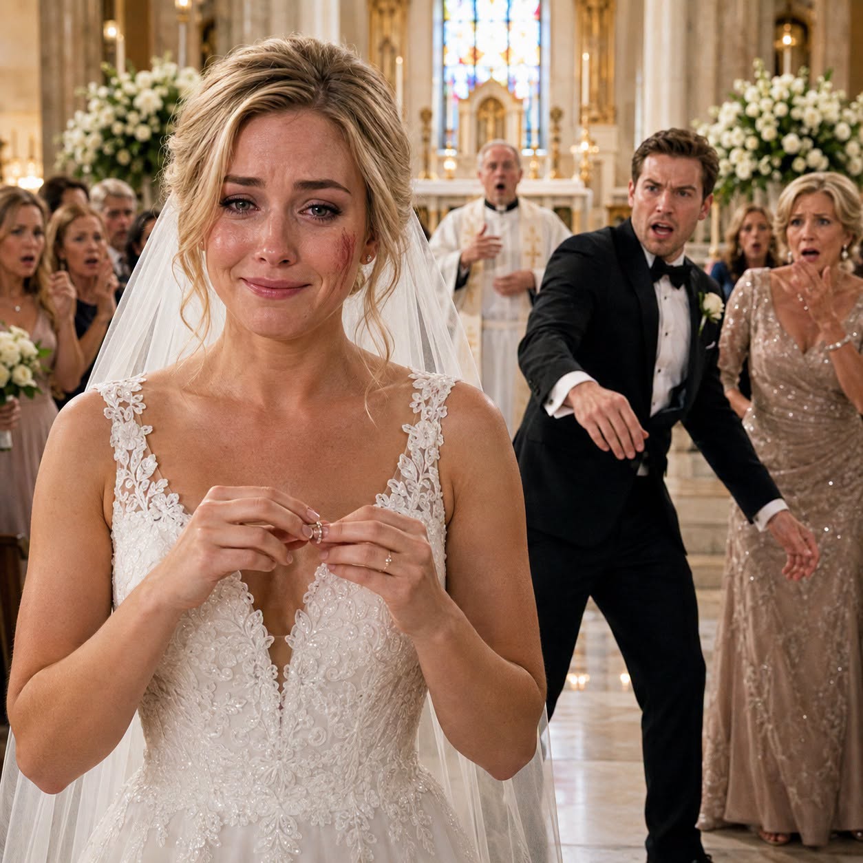 My Husband Slapped Me at the Altar on Our Wedding Day — I Smiled Through the Tears, Took Off My Ring, and Disappeared Before He Realized What He Had Lost