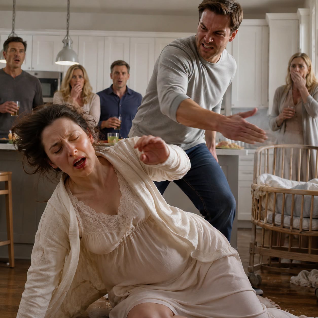 Only four days after giving birth, I was still bleeding and barely able to stand, but my husband ordered me to cook and clean for his friends. “Stop being dramatic,” he snapped when I refused. Then he struck me while they watched in silence. I fell beside my baby’s cradle, tasting blood—and smiled when my phone began recording. He thought he had broken me, but he had no idea who was already on their way…