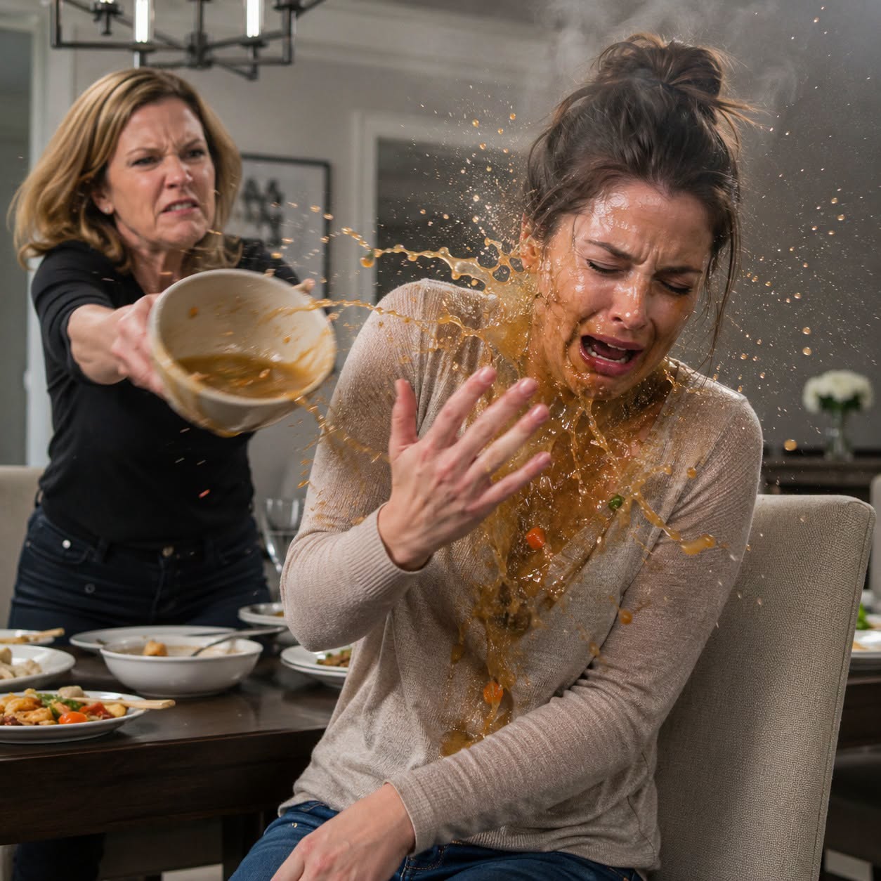 My mother threw a bowl of scalding hot soup in my face because I dared to refuse her stepdaughter. "Give her all your things—or get out!" she yelled. So I quietly left. When they got home, the house was empty and... and a man in a suit was waiting.