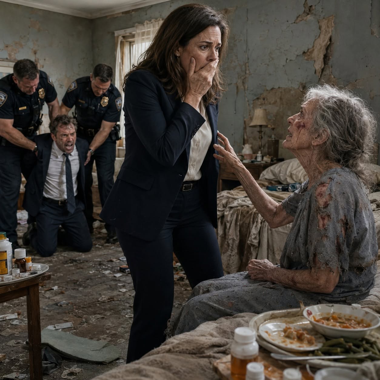 I came home from a business trip expecting silence, not a note from my husband: “Take care of the old woman in the back room.” When I opened that door, I found his grandmother barely alive. Then she grabbed my wrist and whispered, “Don’t call anyone yet. First, you need to see what they’ve done.” I thought I was walking into neglect. I had no idea I was stepping into betrayal, greed, and a secret that would destroy my entire marriage.