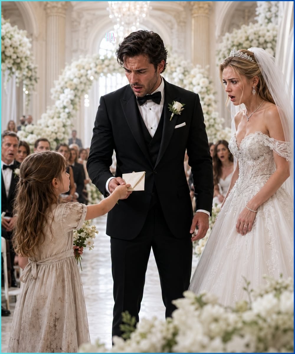 The Billionaire’s Bride Froze When a Poor Flower Girl Called Him Daddy and Handed Him a Letter From the Woman He Thought Was Dead