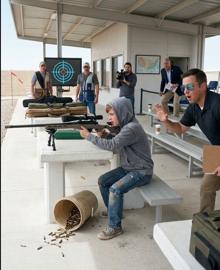 The state shooting championship wasn't a place where people expected to see a child carrying a plastic bucket.