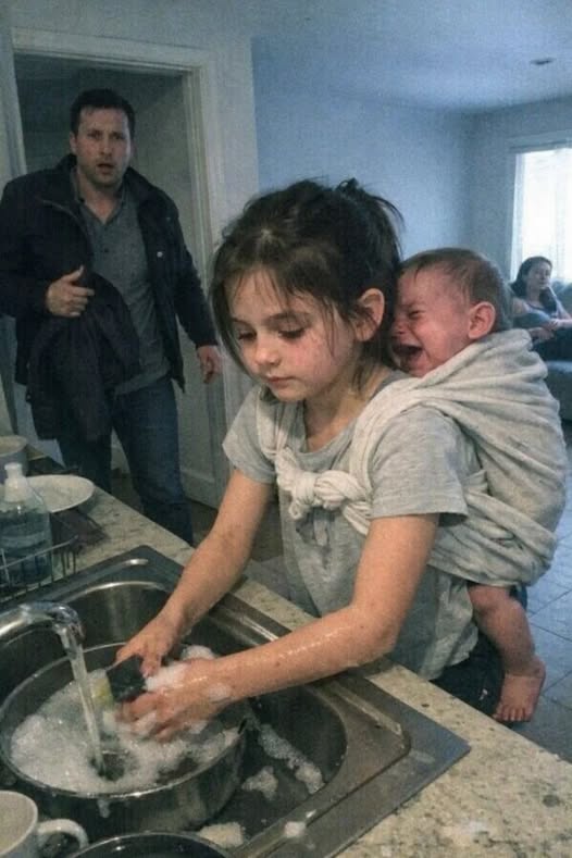 The CEO’s Phone Kept Buzzing During a High-Stakes Meeting — “Dad… Please Come Home, I Can’t Do This Anymore,” His 9-Year-Old Whispered, But the Moment He Walked In and Saw His Daughter Carrying a Toddler Tied to Her Back While Cleaning, He Didn’t Say Another Word—He Ended Everything Right There