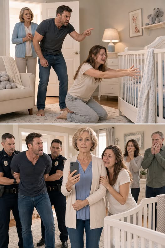 I woke at 3 AM to the sound of the newborn crying and walked quietly toward the nursery, only to find my daughter sobbing beside the crib while her husband stood over her, stopping her from picking up the baby.