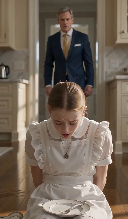 "No one in the mansion was supposed to see her like that. The kitchen was too beautiful for hunger. Cream cabinets gleamed under soft daylight. A crystal chandelier sparkled above the marble island. Expensive plates sat untouched on polished counters. Everything in the room looked clean, perfect, and rich.