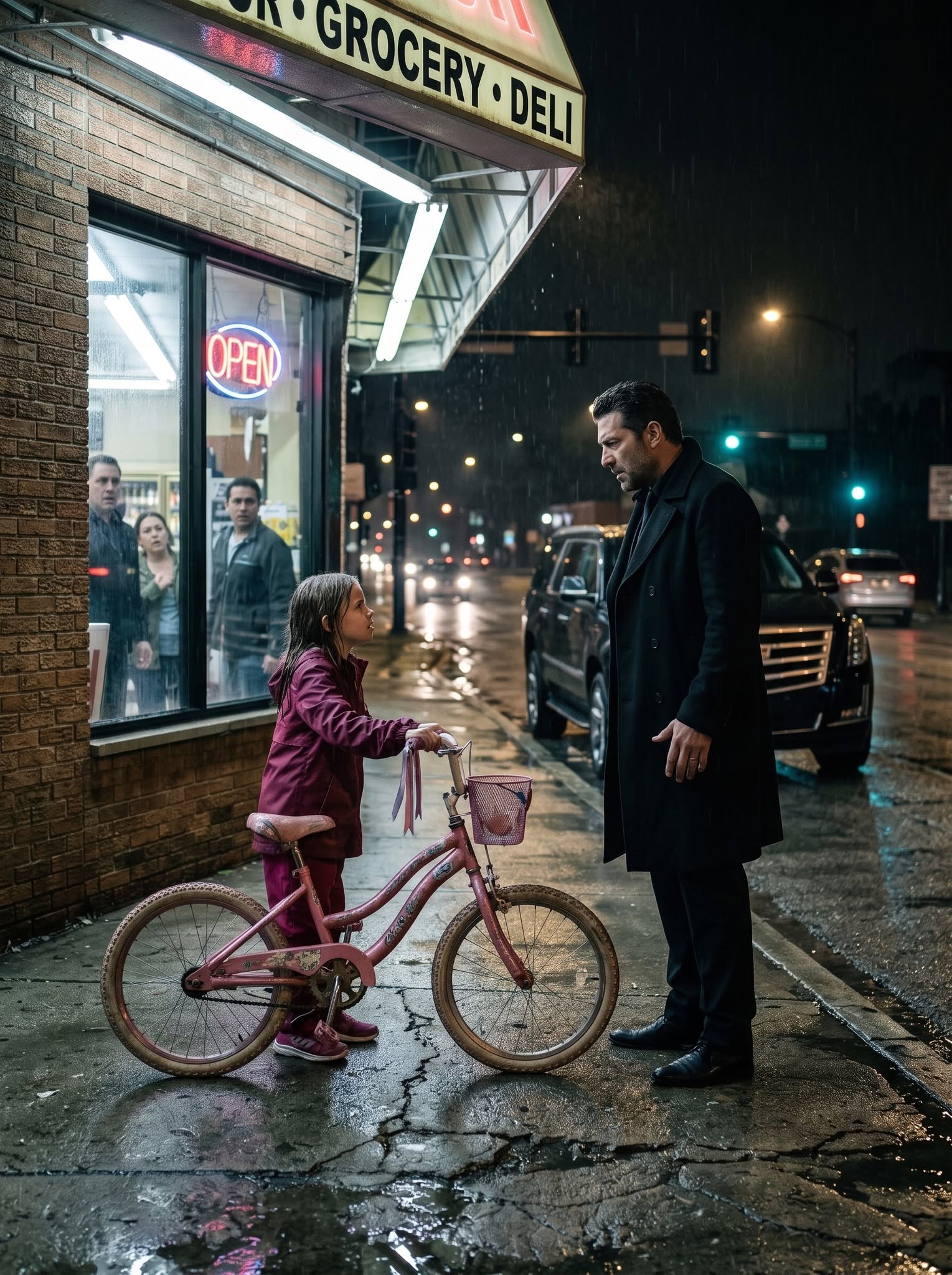 A seven-year-old girl was selling the last thing she owned—her rusty pink bicycle—in the rain because her mother had not eaten in days and was too weak to stand. She told me men calling themselves mafia had taken everything from their home, from their clothes to the couch to her baby brother’s crib. What she didn’t know was that the man she was begging to buy her bike was Rocco Moretti, the real boss of Chicago—and when I stepped into her empty house, what I found on the kitchen floor meant the whole city was about to pay.