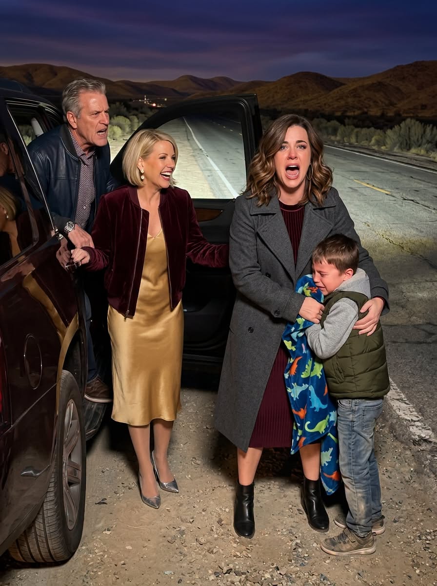 My parents abandoned me and my six-year-old son on a frozen desert highway at 2 AM, leaving us with nowhere to go. My mother smiled as the taillights faded into the darkness, while my father behaved as though we no longer existed. They believed they had brought our story to an end that night. They were completely wrong...