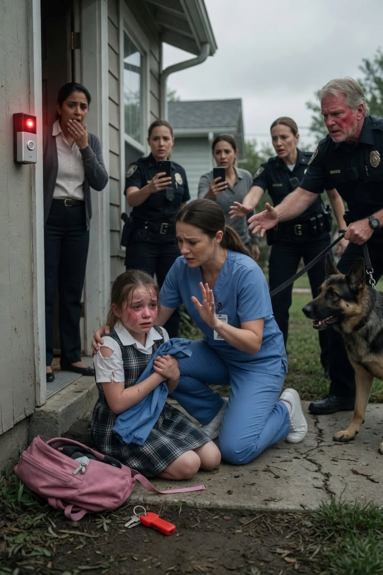 My 7-year-old daughter Nyla was walking home along the same public shortcut she used every afternoon when Officer Rick Branson stopped his cruiser and accused her of trespassing. She carried a pink backpack, a plastic cardinal keychain, and no idea why a police dog was suddenly being brought toward her. By the time I got to the easement, my child was on the ground, her sleeve torn, neighbors recording, and Branson was already writing a report that called her “aggressive.” What he did not know was that Mrs. Patel’s brand-new doorbell camera had captured everything from the first second.