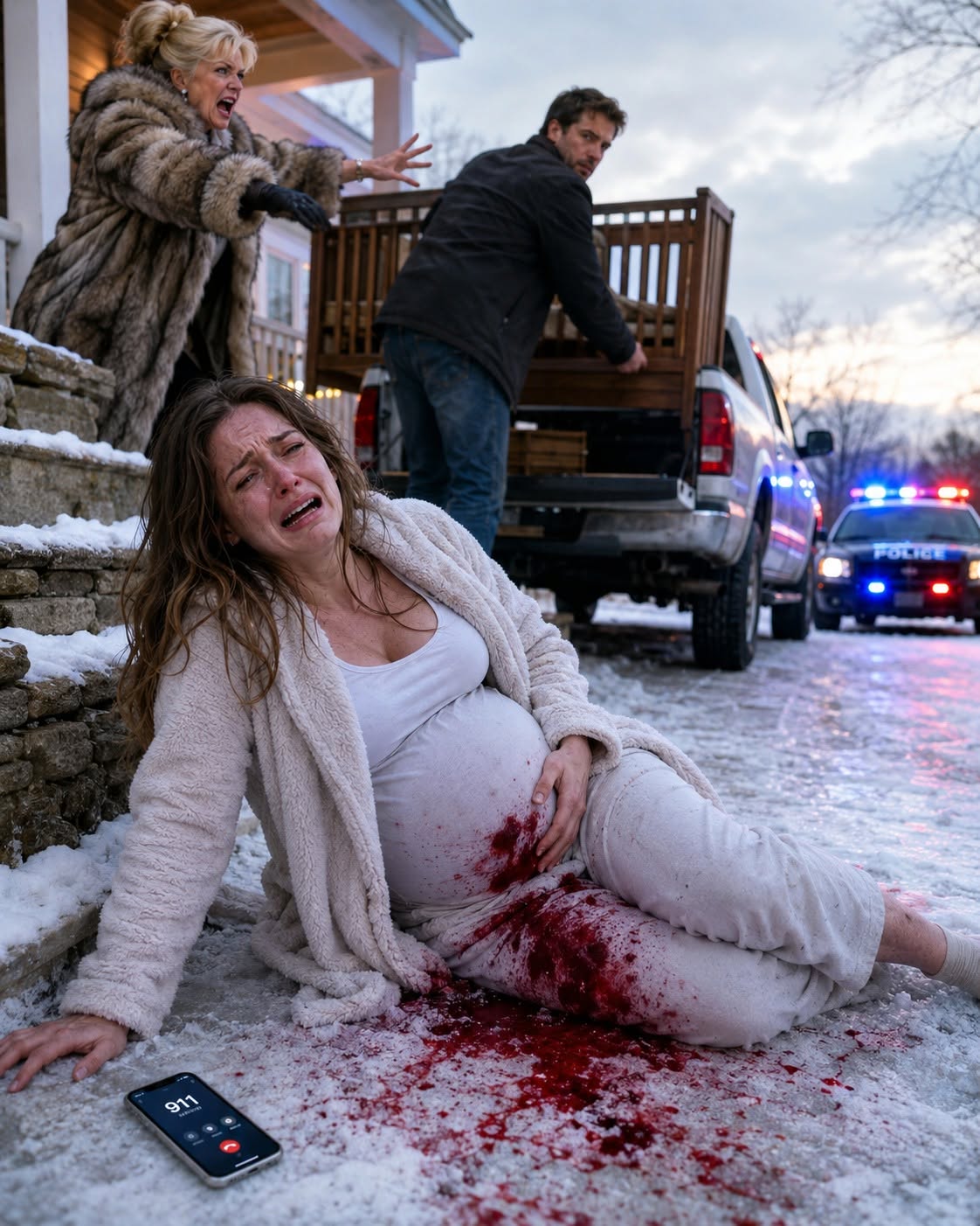 "My Husband Stole Our Baby’s Crib for His Sister—Then His Mother Shoved Me Down the Icy Steps Three Days Before My Due Date