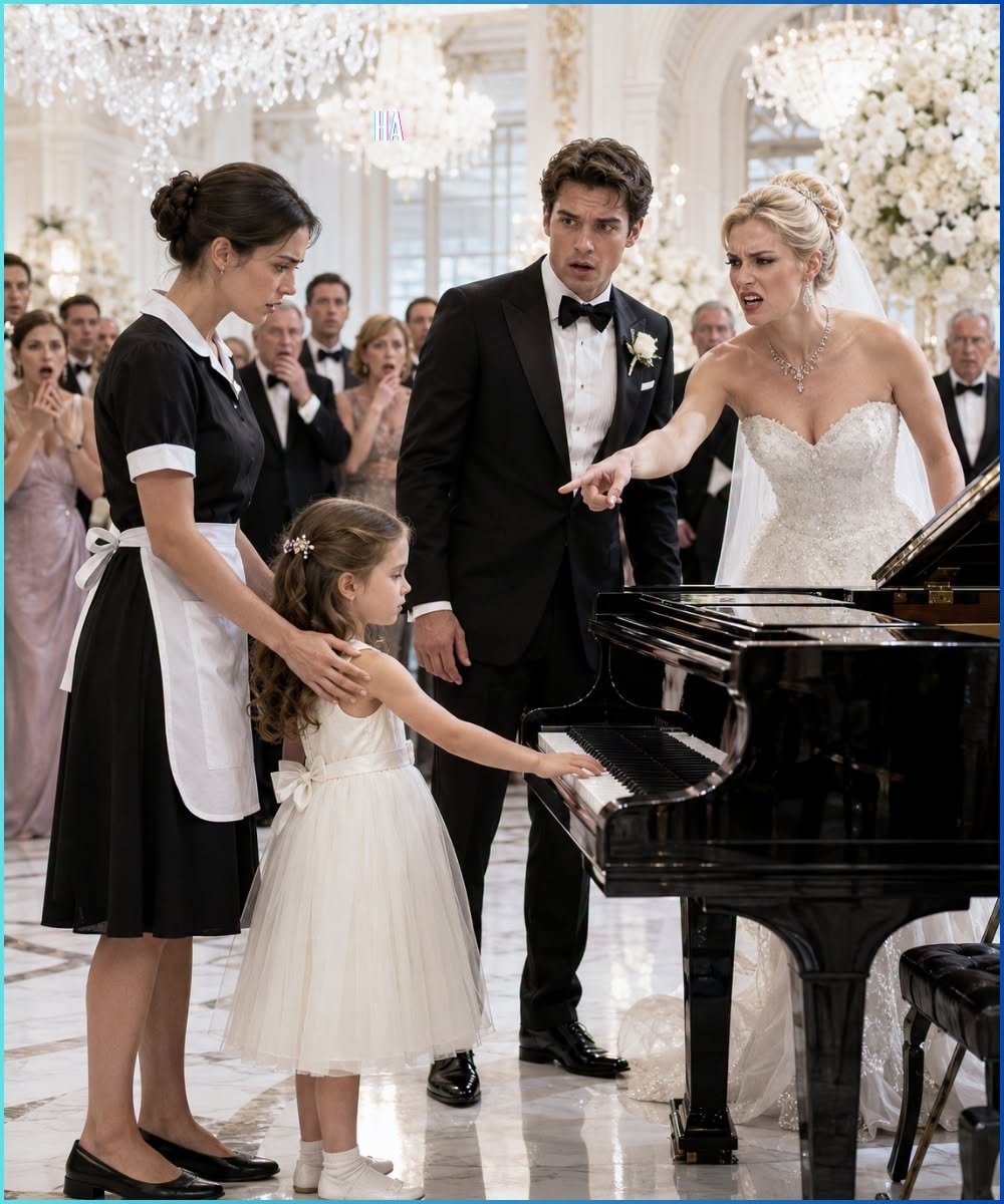 the billionaire’s cruel bride mocked the maid’s little girl—then one tiny hand on a piano destroyed the wedding of the year
