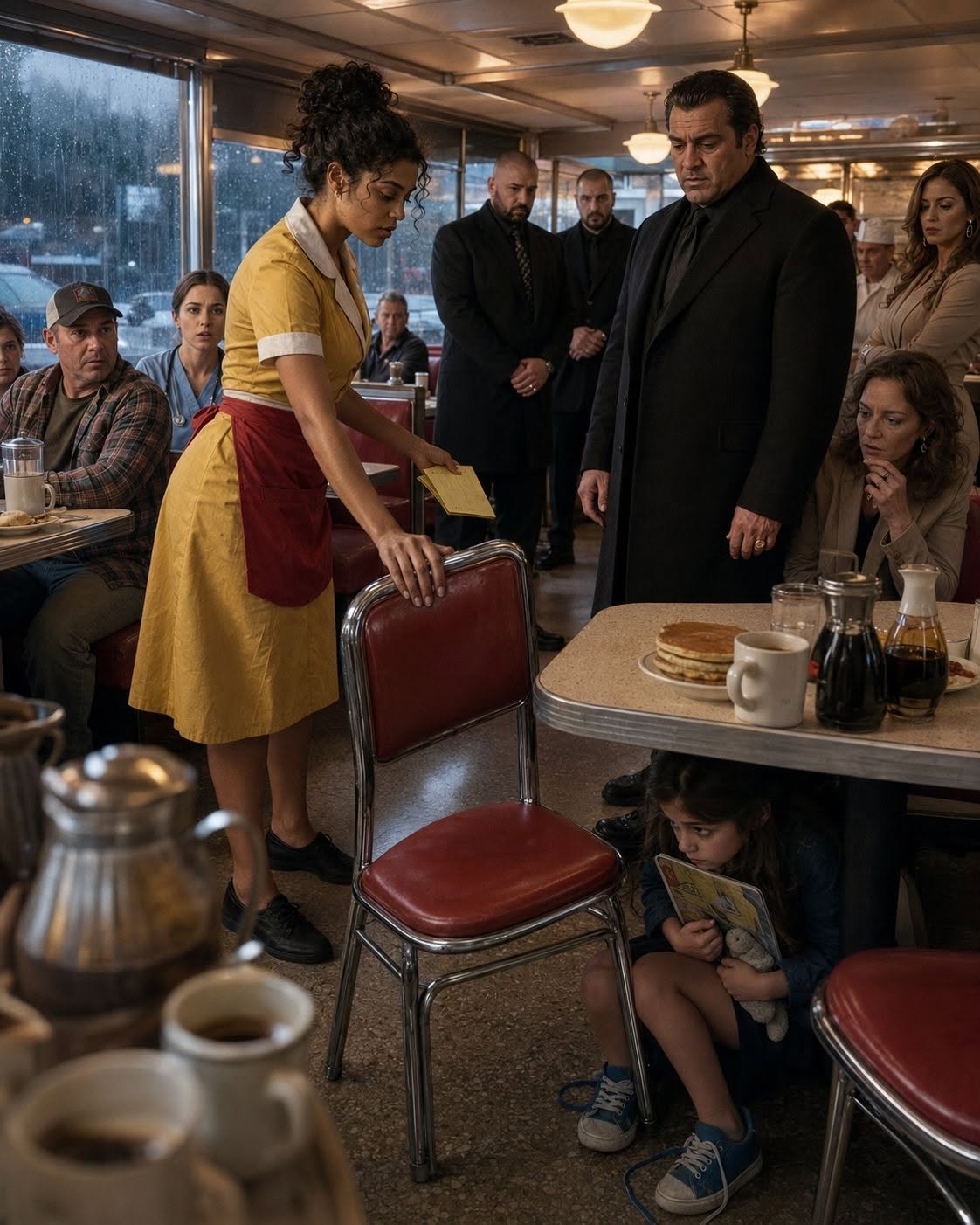 Everyone Ordered His Daughter to Come Out, but the Waitress Moved One Chair and Silenced the Room