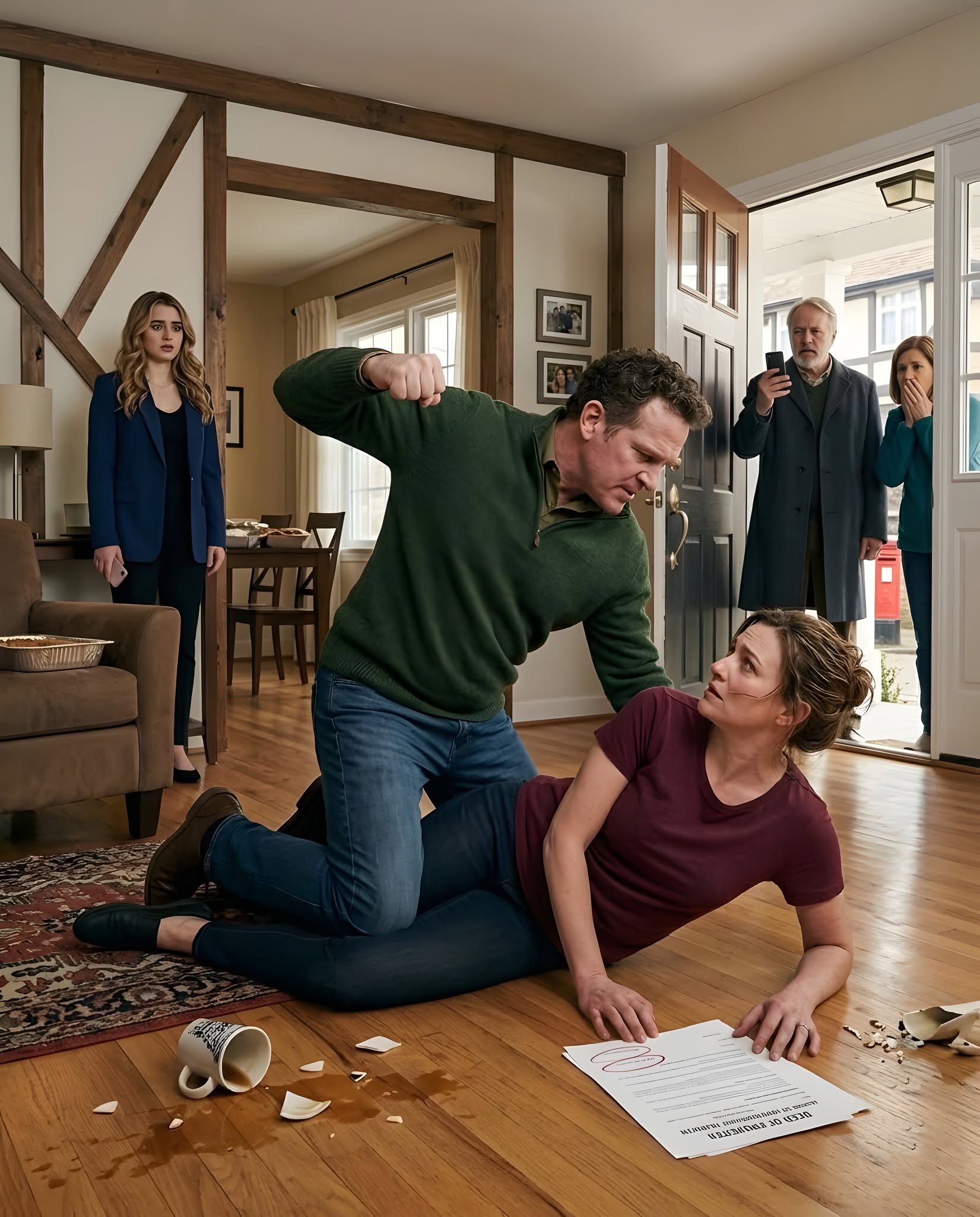 My Brother Pinned Me To The Floor, Punching Until My Ribs Cracked Over Our Father's House. "Sign It Or Die Here," He Snarled, But I Refused. My Sister-In-Law Stood Calm And Cold: "Finish It, Damian, Put Her Down." Then The Front Door Burst Open... What Happens Next?
