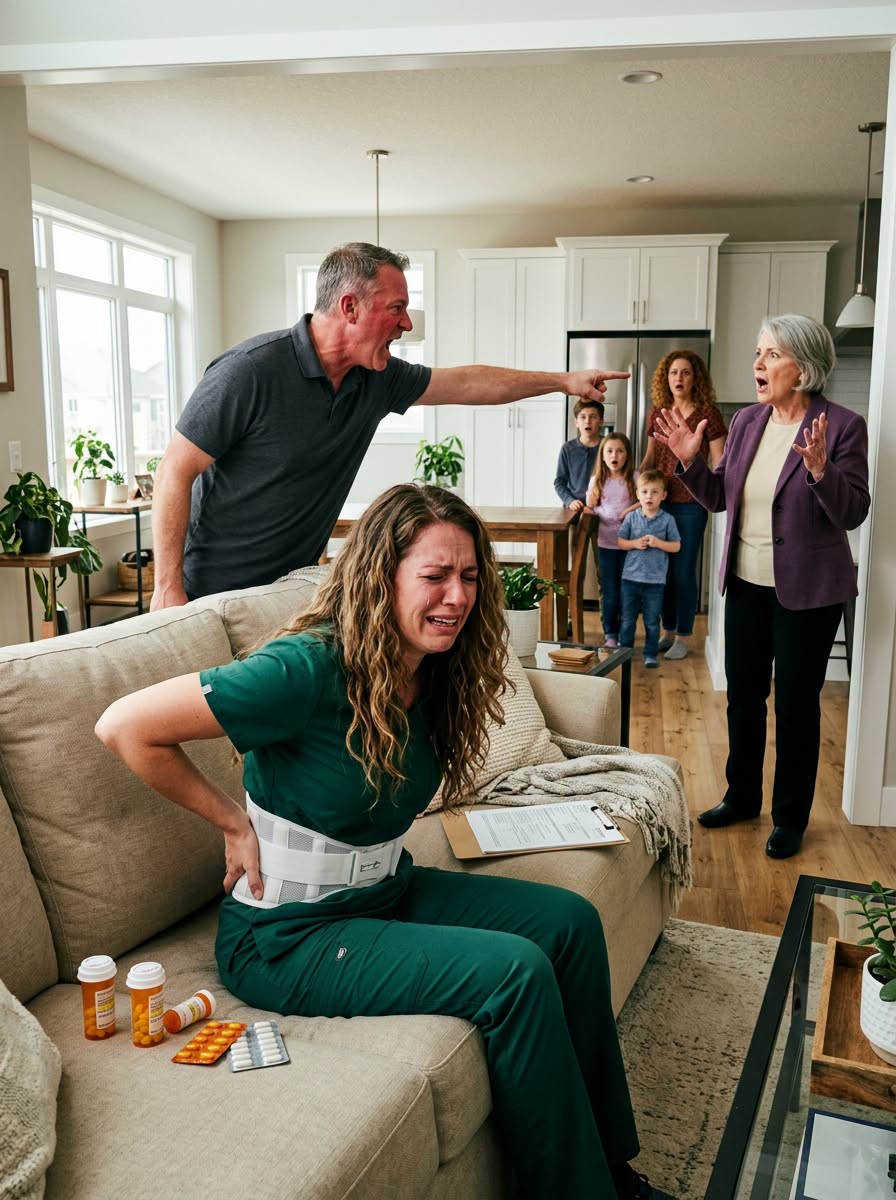 “Take out your stitches and get up to cook!” my husband barked the day after my spine surgery, because his sister’s family had arrived. I could barely move, but he still expected me to serve everyone. Then my mother walked in unexpectedly—and her reaction shocked the entire house...