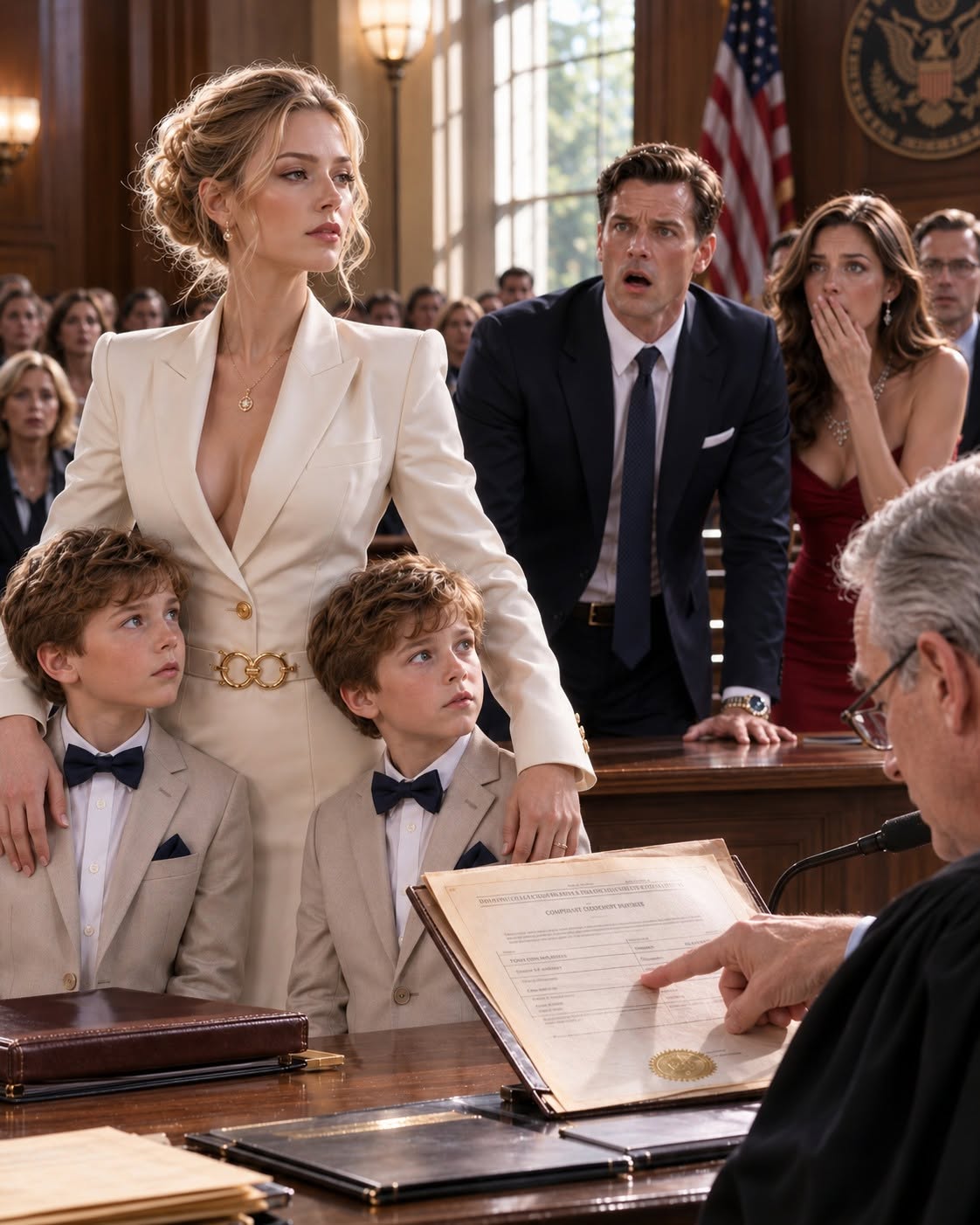 My husband walked into divorce court with three attorneys, an ironclad prenup, his glamorous mistress, and absolute confidence that he would leave with our fortune and full custody of our twin boys. Then the judge opened the company’s original ownership records, looked at the very first name listed, and asked my husband one question that drained every bit of color from his face.